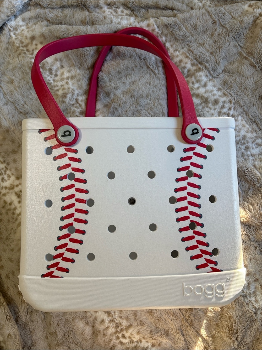 Bogg Bag White & red Baseball Stitch Tote